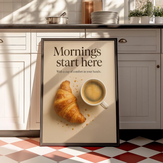 Coffee Bar Minimalist Croissant & Espresso Poster (Creator Uploaded)