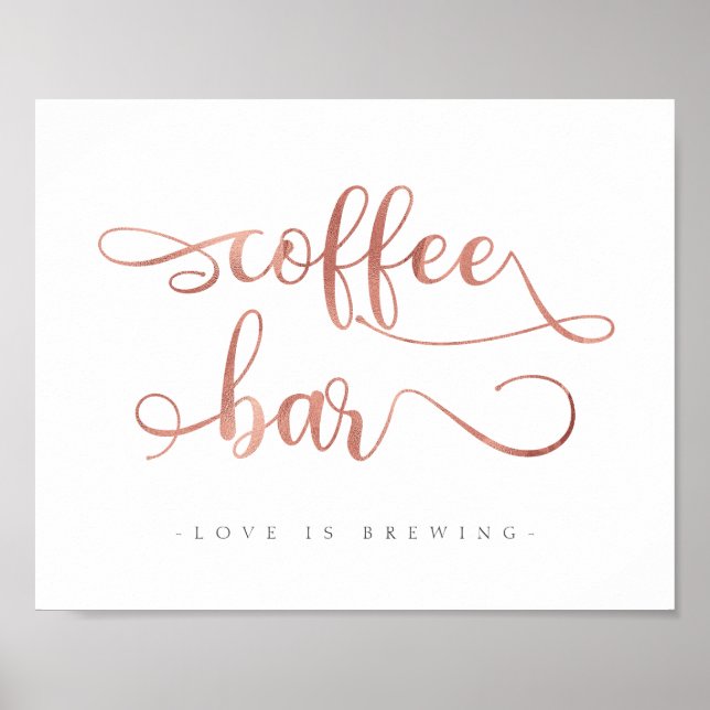 "Coffee Bar" Rose gold Calligraphy Wedding Sign (Front)