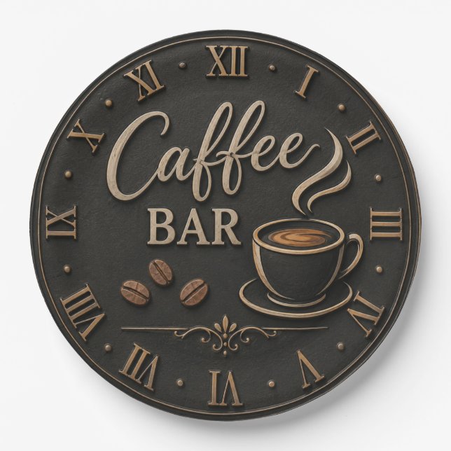 Coffee Bar Rustic Coffee Lover Station Gift Paper Plates (Front)