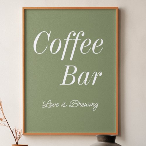 Coffee Bar Sage Green Wedding Shower  Poster