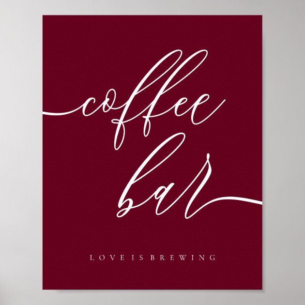 Coffee Bar Simple Burgundy Poster