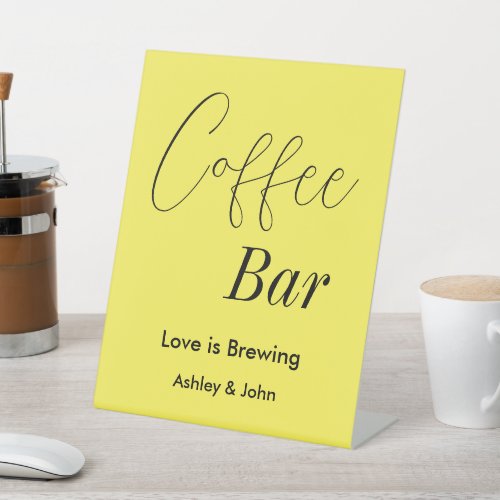 Coffee Bar Yellow Wedding Pedestal Sign