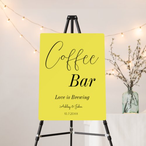 Coffee Bar Yellow Wedding Shower   Foam Board