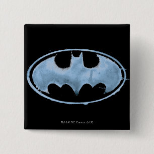 Coffee Bat Symbol - Blue Pinback Button