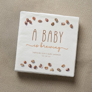 Coffee Bean A Baby Is Brewing Baby Shower Napkins