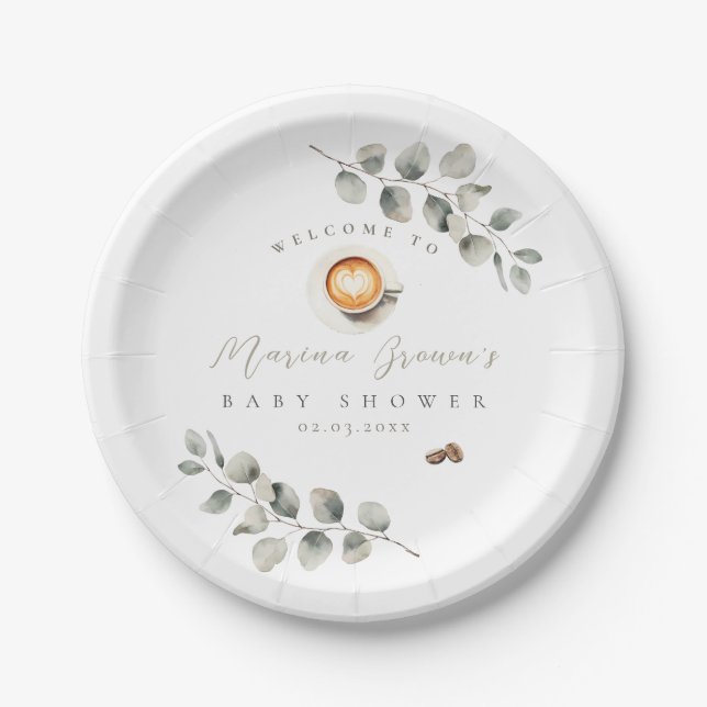 Coffee bean baby shower  paper plates (Front)