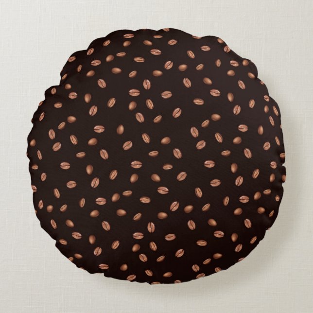 Coffee Bean Bliss Round Pillow (Front)