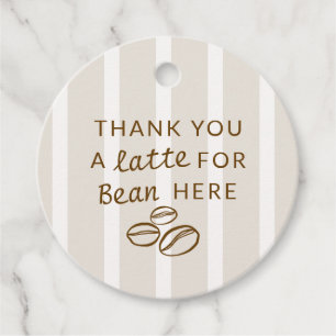 Coffee Bean Brown Stripes French Theme Baby Shower Favor Tags