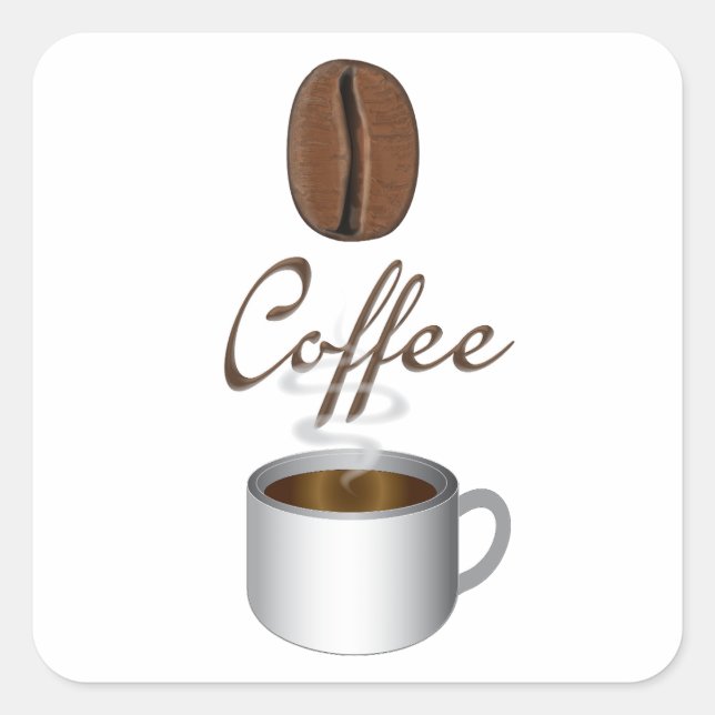 Coffee Bean Cup  Square Sticker (Front)