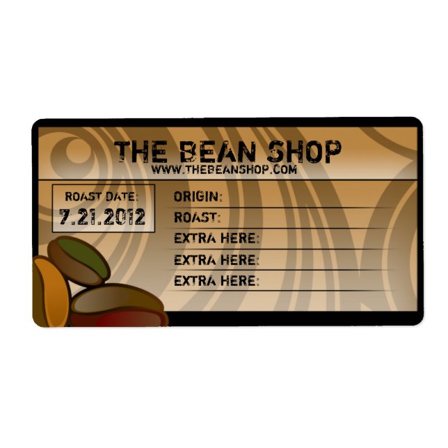 Coffee Bean Custom Coffee Labels (Front)