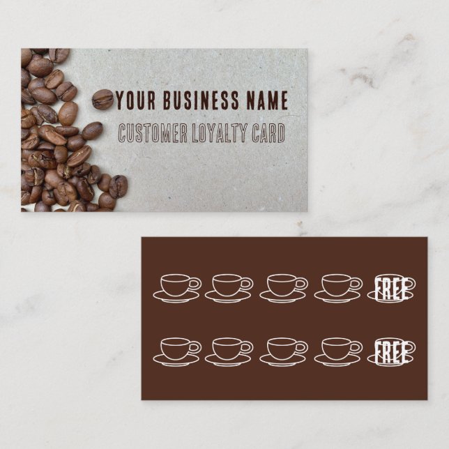 Coffee Bean Customer Loyalty Business Card (Front/Back)