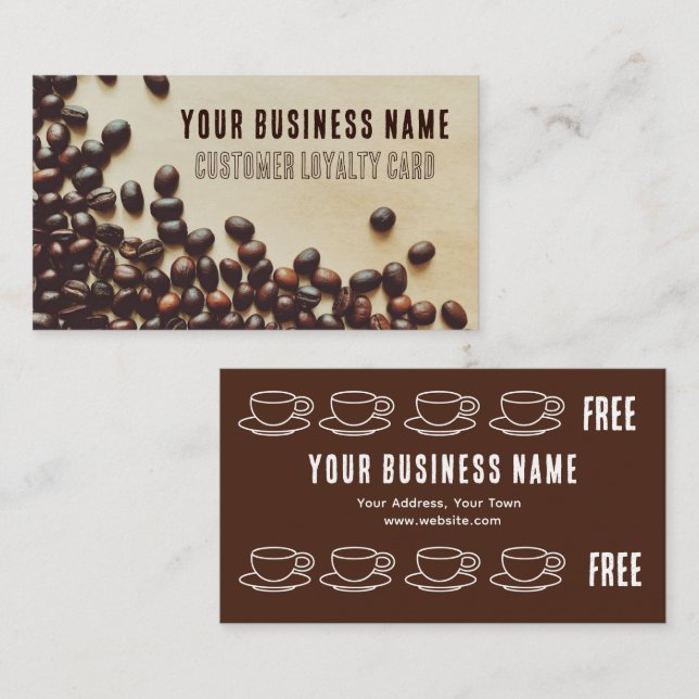 Coffee Bean Customer Loyalty Business Card (Front/Back)