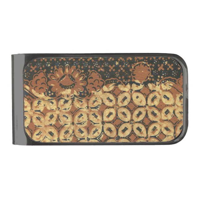 Coffee Bean Earthy Boho Rustic Gunmetal Finish Money Clip (Front)