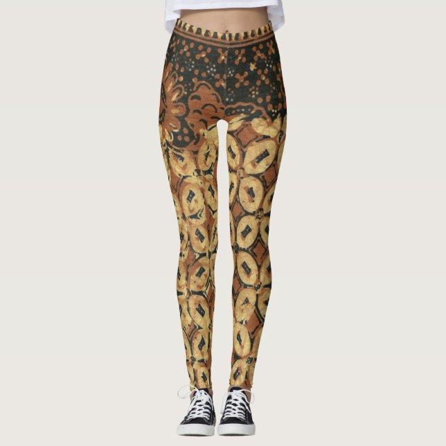 Coffee Bean Earthy Boho Rustic Leggings (Front)