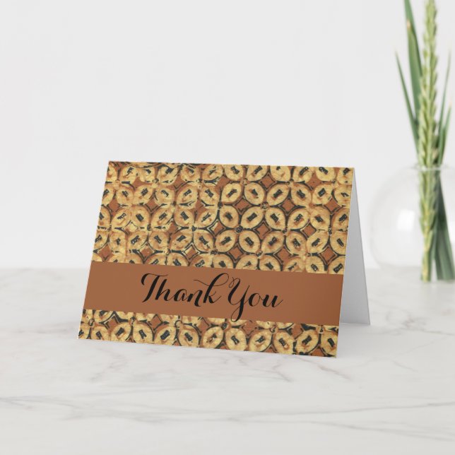 Coffee Bean Earthy Boho Rustic Letterpress Thank You Card (Front)