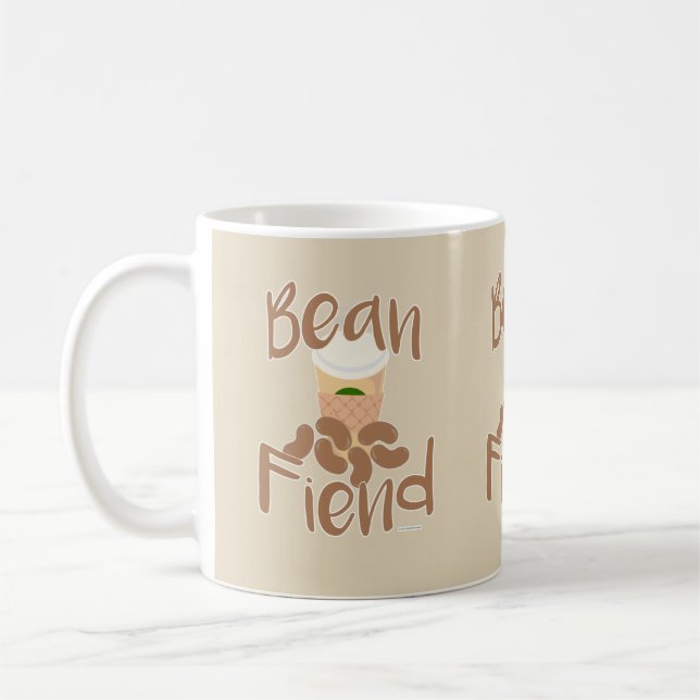 Coffee Bean Fiend Funny Java Junkie Slogan Mug (Left)
