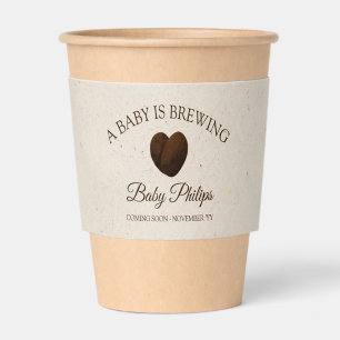 Coffee Bean Heart Baby Is Brewing Baby Shower Cup Sleeve