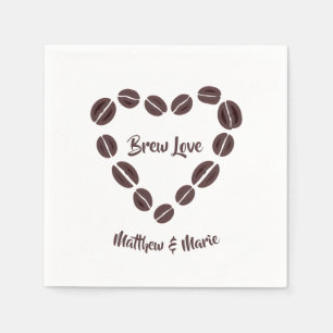 Coffee Bean Heart Brew Love Napkins
