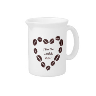 Coffee Bean Heart I love you aWhole Latte Beverage Pitcher