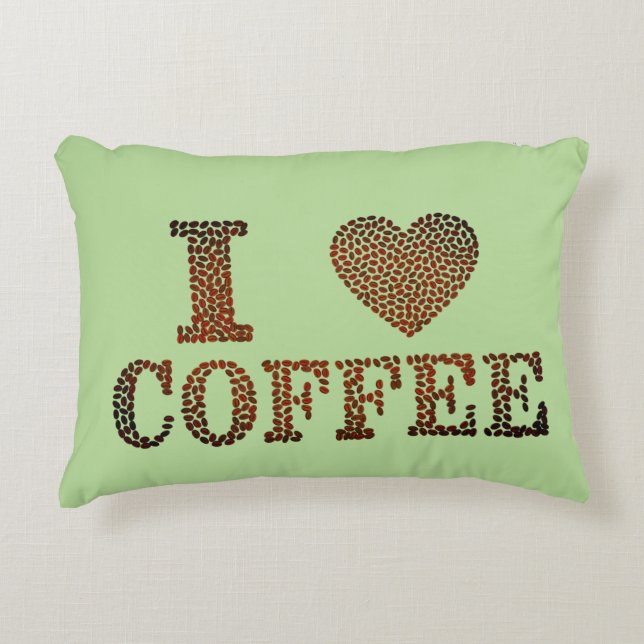 Coffee Bean I Love Coffee Accent Pillow (Front)