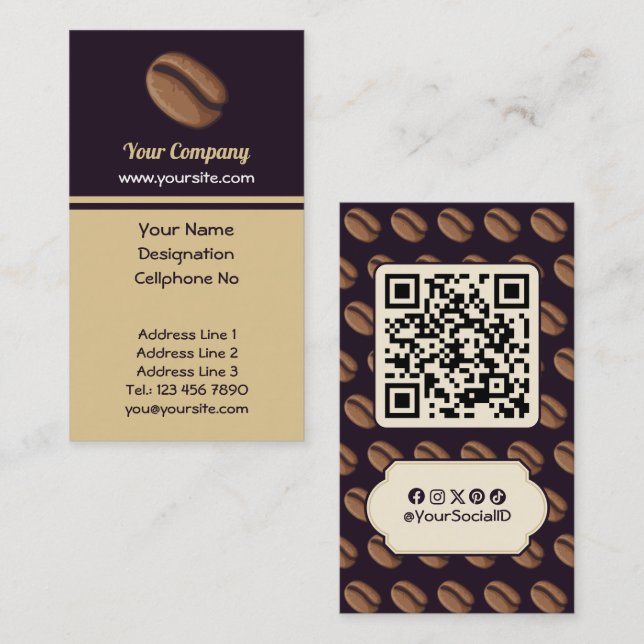 Coffee Bean Icon Business Card (Front/Back)
