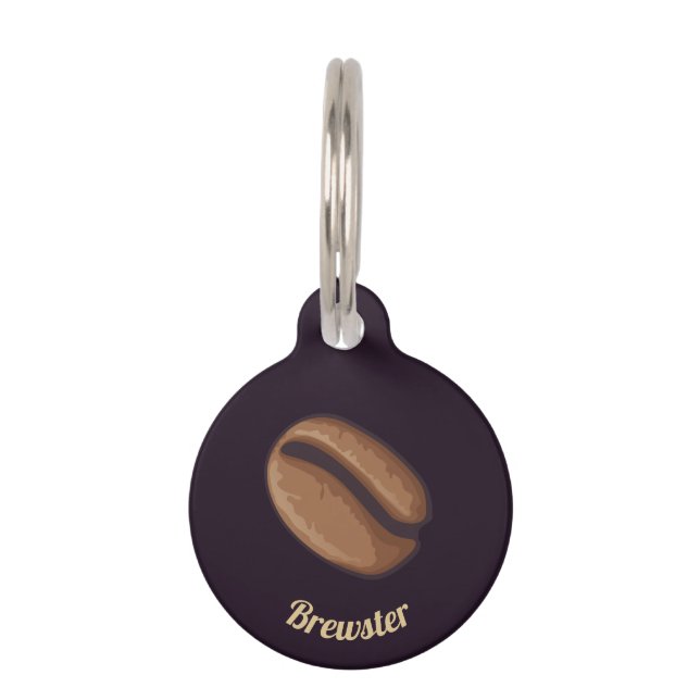 Coffee Bean Icon Pet ID Tag (Front)