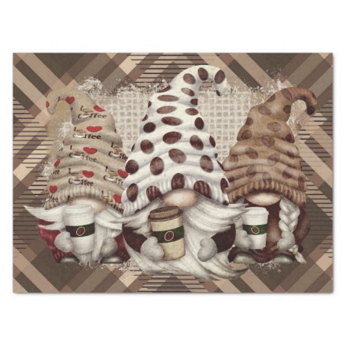 Coffee Bean Latte Gnomes Decoupage Tissue Paper