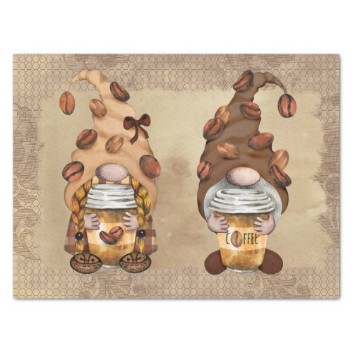 Coffee Bean Latte Gnomes Decoupage Tissue Paper