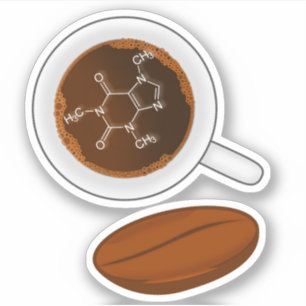 Coffee Bean Molecular Structure - Caffeine Formula Sticker