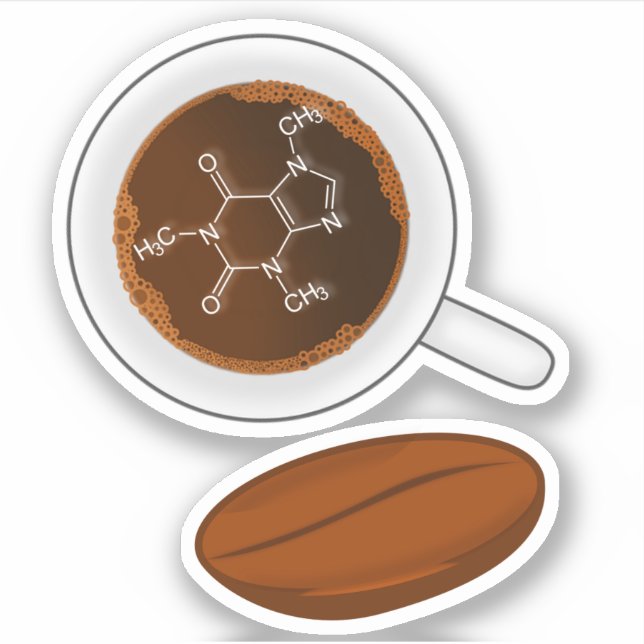 Coffee Bean Molecular Structure - Caffeine Formula Sticker (Front)