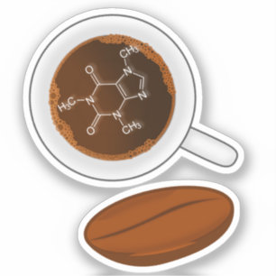 Coffee Bean Molecular Structure - Caffeine Formula Sticker