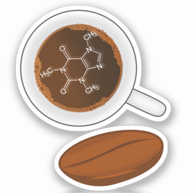 Coffee Bean Molecular Structure - Caffeine Formula Sticker (Front)