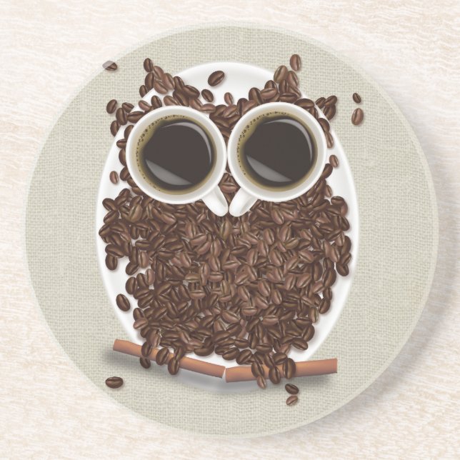 Coffee Bean Owl Drink Coaster (Front)