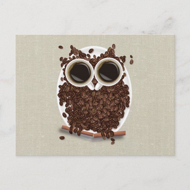 Coffee Bean Owl Postcard (Front)