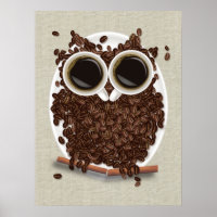 Coffee Bean Owl Poster Art