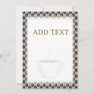 Coffee Bean Pattern Coffee Cup Custom Borders Invitation