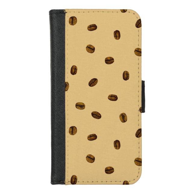 Coffee Bean Pattern iPhone Wallet Case (Front)