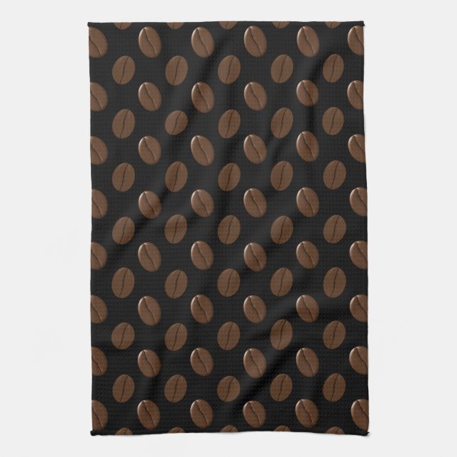 Coffee Bean Pattern Kitchen Towel (Vertical)