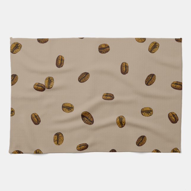 Coffee Bean Pattern Kitchen Towel (Horizontal)