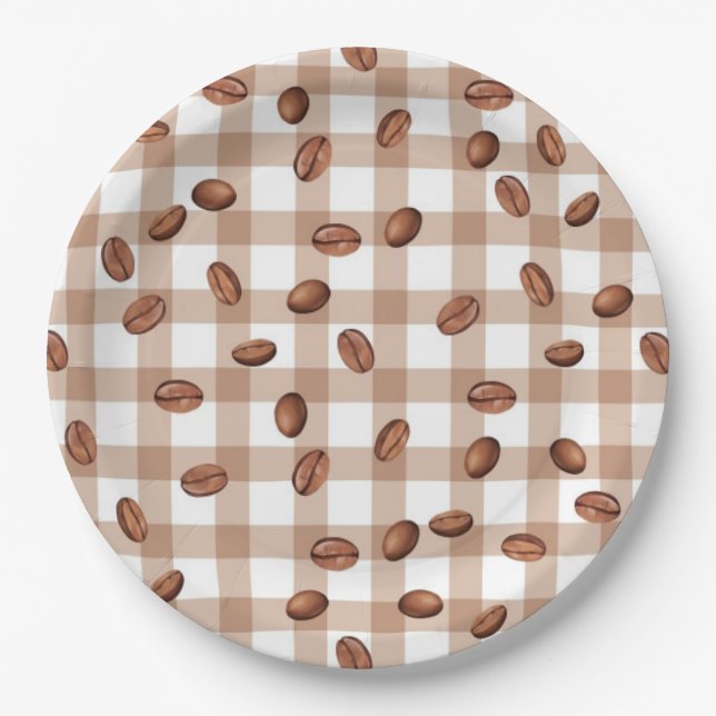  Coffee Bean Pattern Paper Plates (Front)
