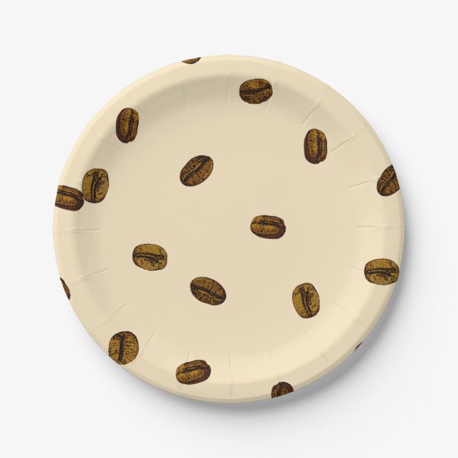 Coffee Bean Pattern Paper Plates (Front)
