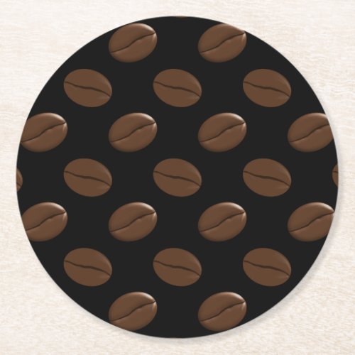 Coffee Bean Pattern Round Paper Coaster