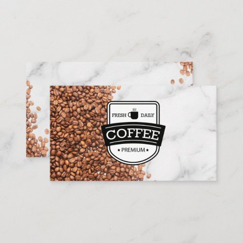Coffee Bean Pile  Cafe Shop Business Card