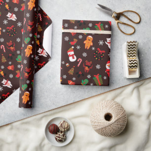 Coffee Bean Santa Christmas Wrapping Paper