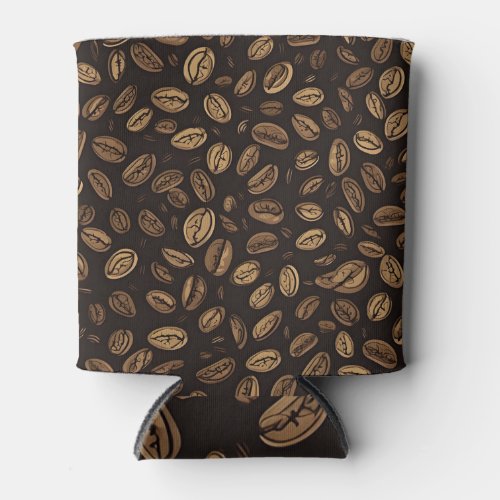 Coffee Bean Seamless Pattern Can Cooler