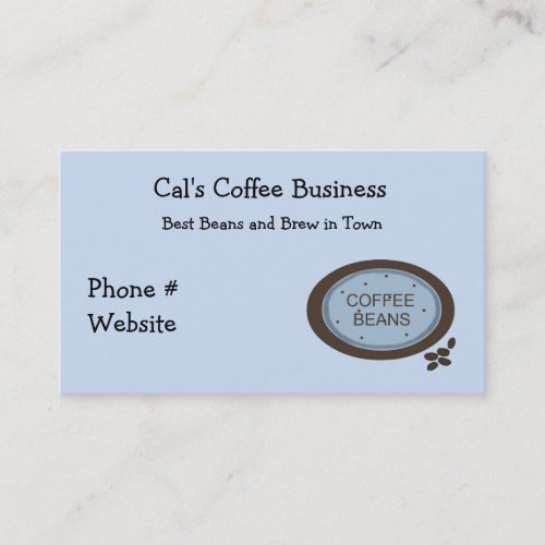 Coffee Bean Sign in Blue and Brown Business Card