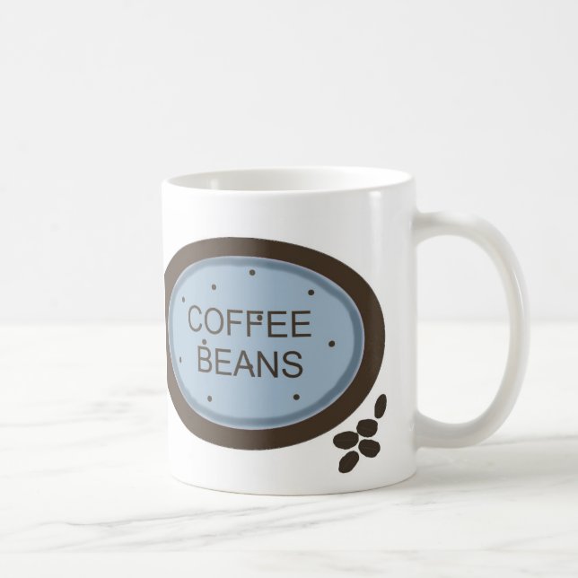 Coffee Bean Sign in Blue and Brown Coffee Mug (Right)