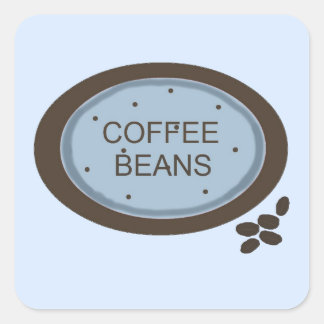 Coffee Bean Sign in Blue and Brown Square Sticker