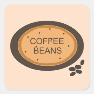 Coffee Bean Sign in Orange and Brown Square Sticker