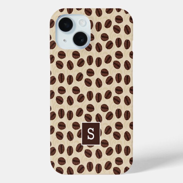 Coffee Bean Swirl Pattern Monogram Case-Mate iPhone Case (Back)